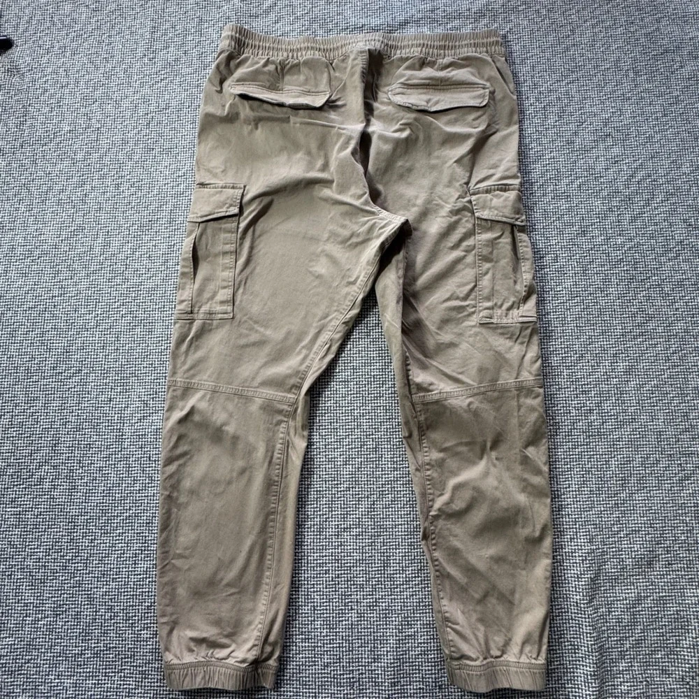 HM Mens Slim Fit Cargo Joggers Khaki Tan Elastic Waist Pants Size XXL